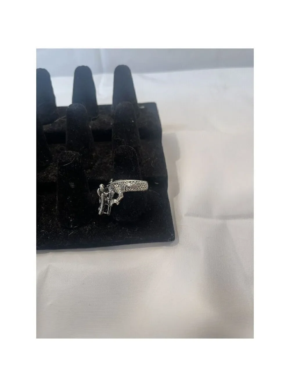 Vintage Chinese Dragon 3D Ring Silver Tone Size 8